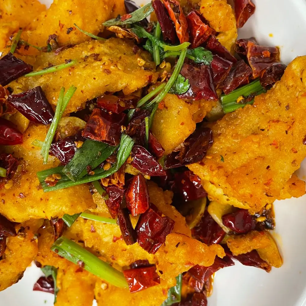 Crispy spicy fish fillet with dried chili at Sichuan Spicy Factory 大川小渝，a Chinese Restaurant in Chino