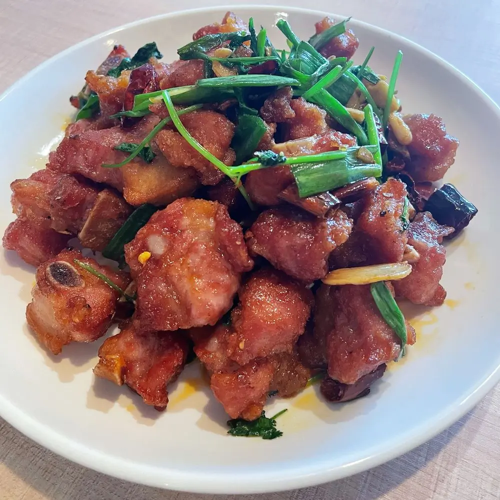 Stir-fried ribs with garlic & chives at Sichuan Spicy Factory 大川小渝，a Chinese Restaurant in Chino